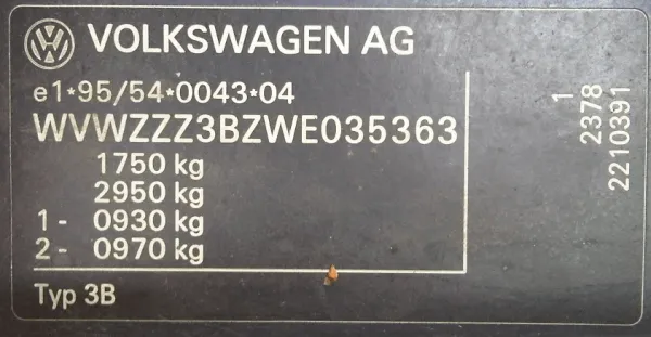 Расшифровка VIN кода автомобиля Volkswagen