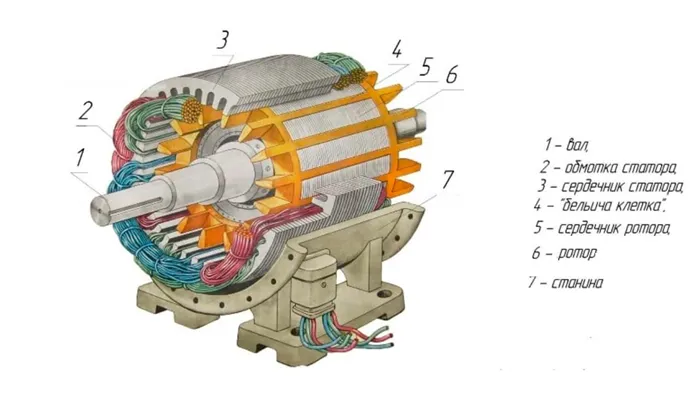 Устройство асинхронного электродвигателя 