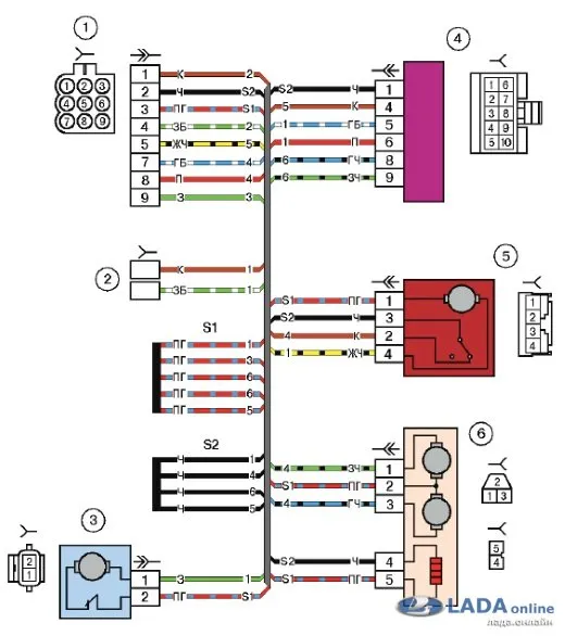 Схема проводки передней левой двери