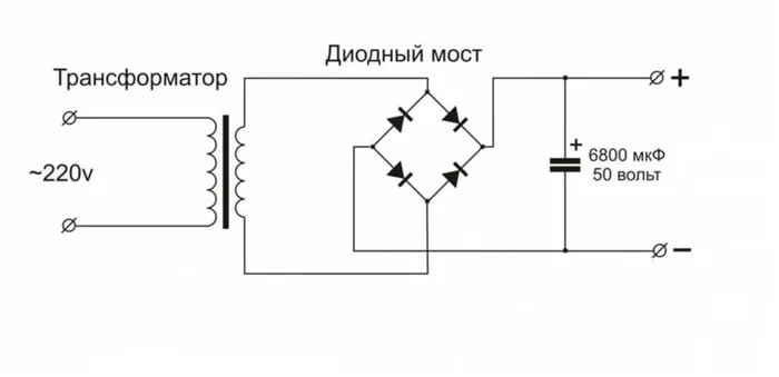 Схема подключения в трансформаторном БП