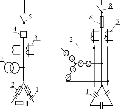 Схема подключения конденсаторов через выключатель и цепь и защитный выключатель