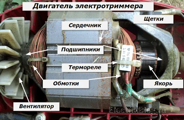 Электрический двигатель газонокосилки