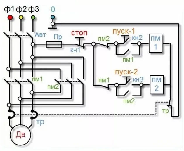 Схема подключения пускателя 10