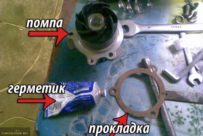 Помпа, герметик и прокладка на ВАЗ-2112 16 клапанов 21120 двигатель
