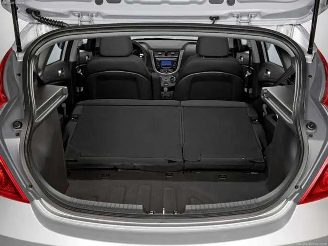 Габаритные размеры багажного отделения хэтчбека Hyundai Solaris.