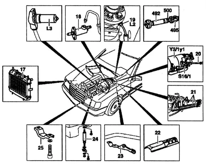 6-цилиндровые дизельные двигатели (OM603.971) Mercedes-Benz W140