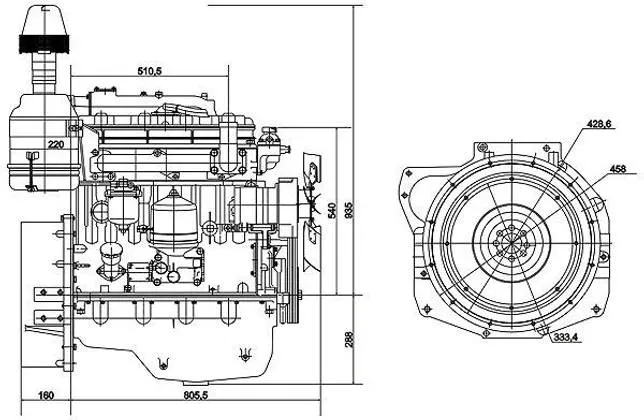 Габаритный чертеж двигателя Д-243
