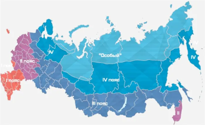 Тепловая карта России в зимнее время
