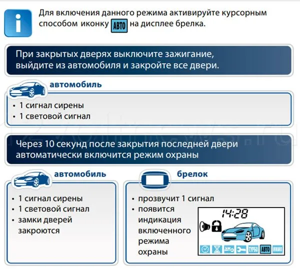 Автовключение охраны Старлайн Е90