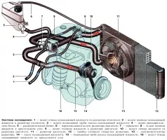 Схема системы охлаждения двигателя 11194 на Лада Калина, ВАЗ-1117, 1118 и 1119
