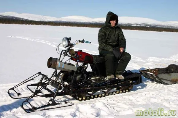 как сделать снегоход из мотоцикла