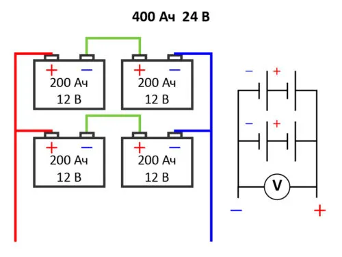 Схема соединения аккумуляторов