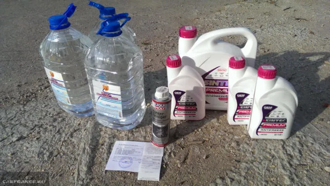 Дистиллированная вода, промывочная жидкость и антифриз для обслуживания системы охлаждения Дэу Нексия