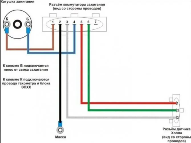 Схема системы зажигания двигателя МеМЗ 3071/307 (1.3 Li)