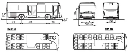 автобус маз 206 размеры