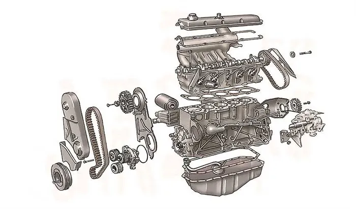 Пятицилиндровый двигатель ea828 в разборе.