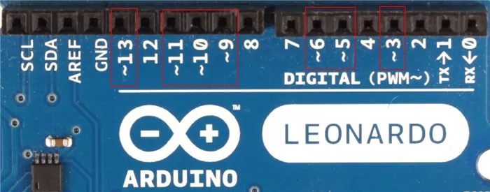 Обозначение выходов с ШИМ на Arduino Leonardo