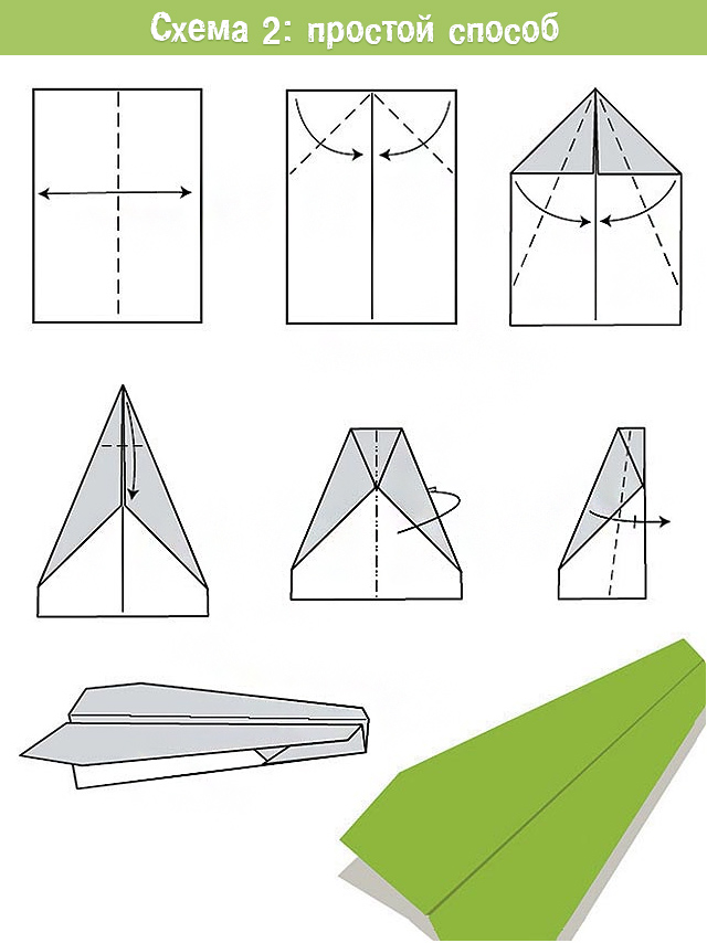 простой оригами бумажный самолетик