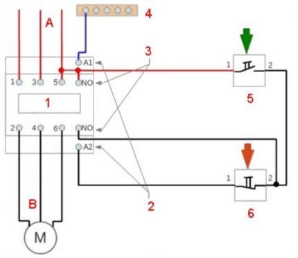 Схема подключения электромагнитного пускателя