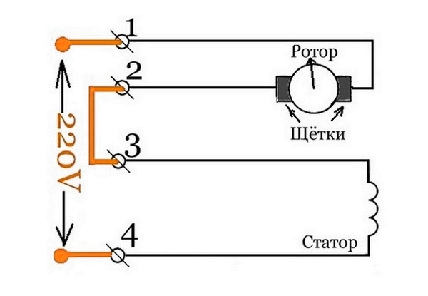 схема подключения коллекторного двигателя омывателя