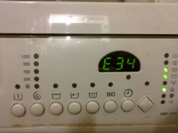 Индикация ошибки на дисплее стиральной машины